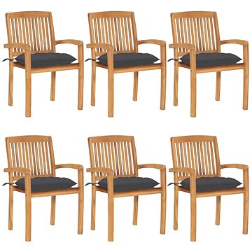 SHUMEE Židle zahradní stohovatelné s poduškami teak 3073267 - 6ks v balení (3073267)