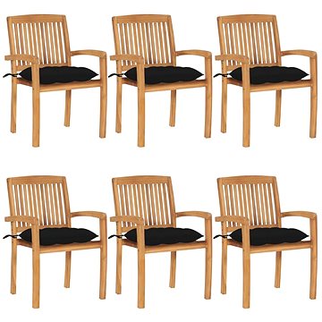 SHUMEE Židle zahradní stohovatelné s poduškami teak 3073274 - 6ks v balení (3073274)