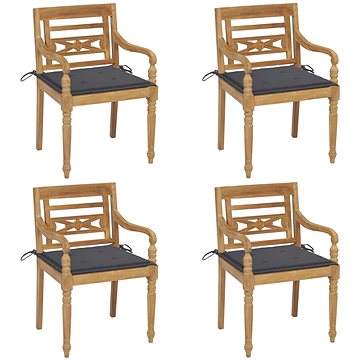 SHUMEE Židle zahradní BATAVIA s poduškami, teak 3073295 - 4ks v balení (3073295)