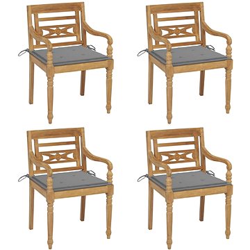 SHUMEE Židle zahradní BATAVIA s poduškami, teak 3073296 - 4ks v balení (3073296)