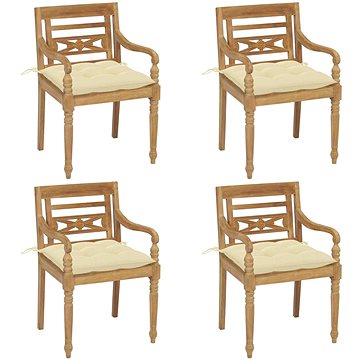 SHUMEE Židle zahradní BATAVIA s poduškami, teak 3073312 - 4ks v balení (3073312)