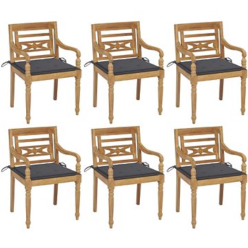SHUMEE Židle zahradní BATAVIA s poduškami, teak 3073322 - 6ks v balení (3073322)