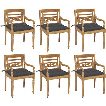SHUMEE Židle zahradní BATAVIA s poduškami, teak 3073337 - 6ks v balení (3073337)