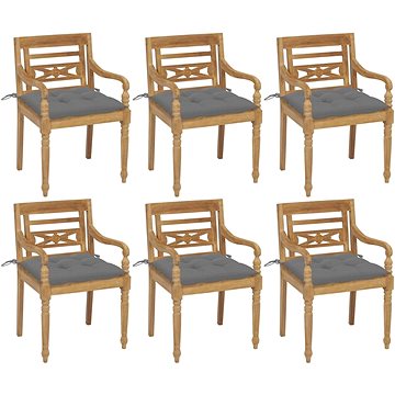SHUMEE Židle zahradní BATAVIA s poduškami, teak 3073338 - 6ks v balení (3073338)