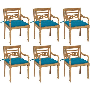 SHUMEE Židle zahradní BATAVIA s poduškami, teak 3073341 - 6ks v balení (3073341)