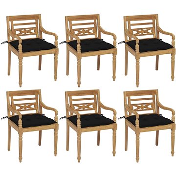 SHUMEE Židle zahradní BATAVIA s poduškami, teak 3073344 - 6ks v balení (3073344)