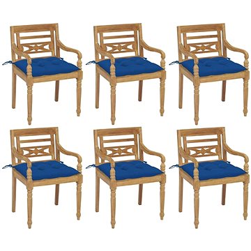SHUMEE Židle zahradní BATAVIA s poduškami, teak 3073347 - 6ks v balení (3073347)