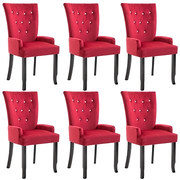 Jídelní židle s područkami 6 ks červené samet (276922)