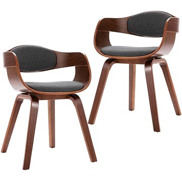 Jídelní židle 2 ks ohýbané dřevo a šedý textil (287389)