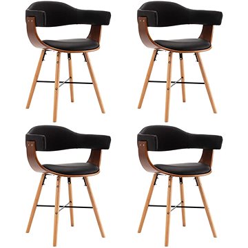 Jídelní židle 4 ks černé umělá kůže a ohýbané dřevo (279491)