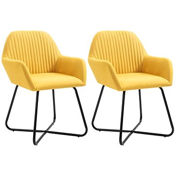 Jídelní židle 2 ks žluté textil (249814)