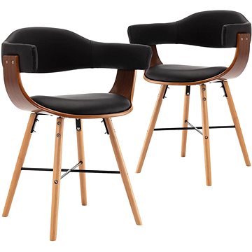 Jídelní židle 2 ks černé umělá kůže a ohýbané dřevo (283137)