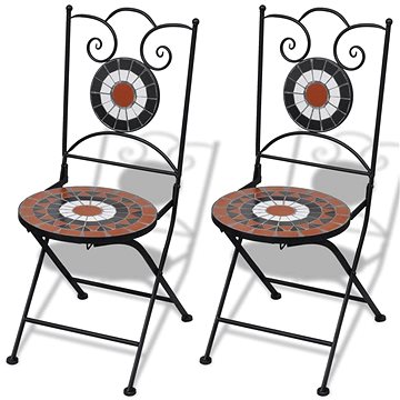 Skládací bistro židle 2 ks keramické terakotové a bílé 41535 (41535)