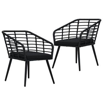 Zahradní židle s poduškami 2 ks polyratan černé 48578 (48578)