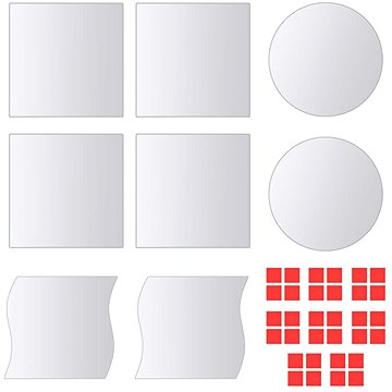 Zrcadlové dlaždice, 8 ks, různé tvary, sklo (244461)