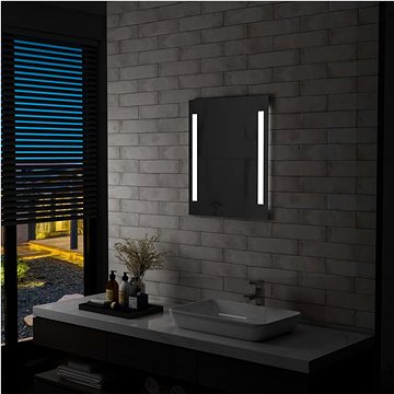Koupelnové nástěnné zrcadlo s LED světlem a policí 50 x 70 cm (144714)