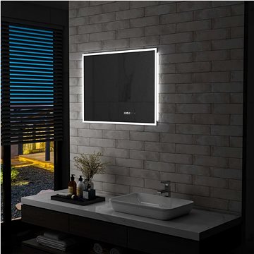 Koupelnové LED zrcadlo dotykový senzor zobrazení času 80x60 cm (144738)