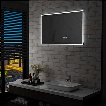 Koupelnové LED zrcadlo dotykový senzor zobrazení času 100x60 cm (144739)