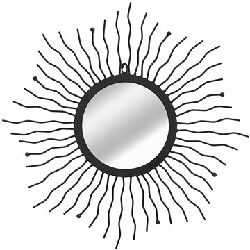 Nástěnné zrcadlo Zářící slunce 60 cm černé (245923)
