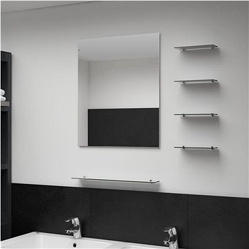 Nástěnné zrcadlo s 5 poličkami stříbrné 50 x 60 cm (249444)