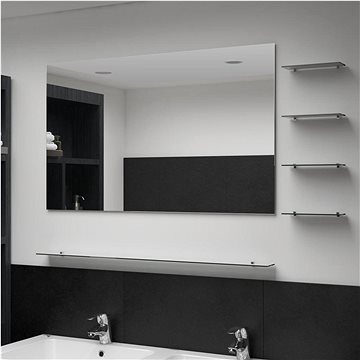 Nástěnné zrcadlo s 5 poličkami stříbrné 100 x 60 cm (249446)