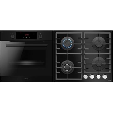 Siguro BO-L35 Built-in Hot Air Oven Black + Siguro HB-G35 Gas Cooktop