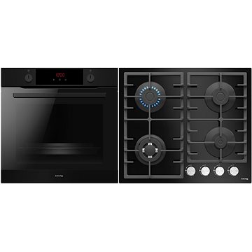 Siguro BO-S35 Built-in Pyrolitic Oven Black + Siguro HB-G35 Gas Cooktop
