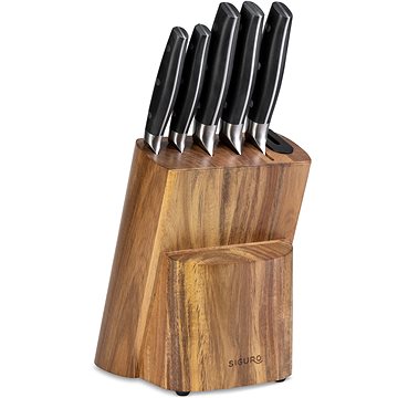 Siguro Sada nožů Sugoi 5 ks + dřevěný blok s brouskem (SGR-KS-W650DW)