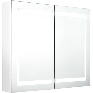 Shumee LED koupelnová skříňka se zrcadlem - zářivě bílá, 80 × 12 × 68 cm (326517)