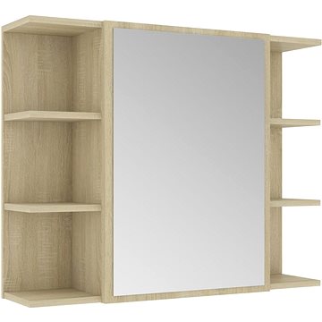 Shumee Koupelnová skříňka - sonoma dub, zrcadlo, 80 × 20,5 × 64 cm, dřevotříska (802609)
