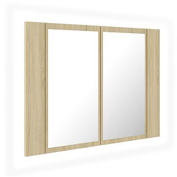 Shumee LED Koupelnová skřínka se zrcadlem - dub sonoma, 60 × 12 × 45 cm (804959)