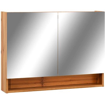 Shumee LED Koupelnová zrcadlová skříňka - dub, 80 × 15 × 60 cm, MDF (323606)