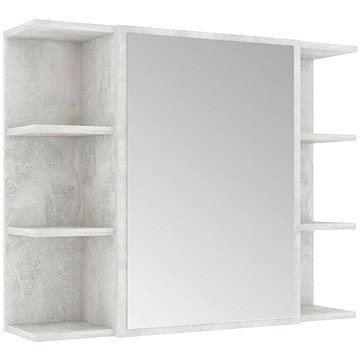 Shumee Koupelnová skříňka - betonově šedá, zrcadlo, 80 × 20,5 × 64, dřevotříska (802610)