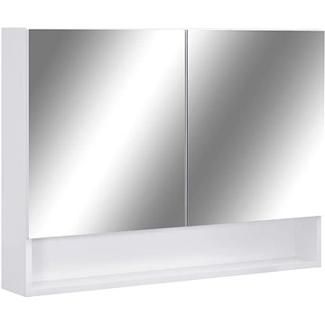 Shumee LED Koupelnová zrcadlová skříňka - bílá, 80 × 15 × 60 cm, MDF (323604)