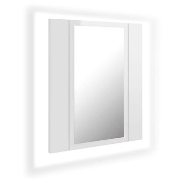 Shumee LED Koupelnová skříňka se zrcadlem - lesklá bílá, 40 × 12 × 45 cm (804953)