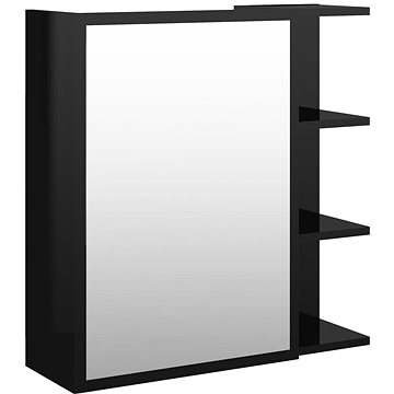 Shumee Zrcadlová skříňka - černá, vysoký lesk, 62,5 × 20,5 × 64 cm, dřevotříska (803315)