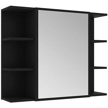 Shumee Koupelnová skříňka se zrcadlem - černá, 80 × 20,5 × 64 cm, dřevotříska (802607)