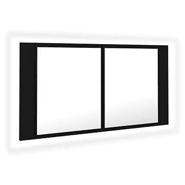 Shumee LED Koupelnová skřínka se zrcadlem - černá, 90 × 12 × 45 cm (804973)