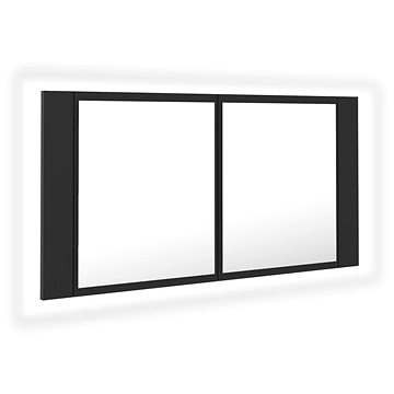 Shumee LED Koupelnová skřínka se zrcadlem - šedá, 90 × 12 × 45 cm (804974)