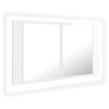 Shumee LED Koupelnová skříňka se zrcadlem - lesklá bílá, 80 × 12 × 45 cm (804969)