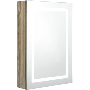 Shumee LED Koupelnová skřínka se zrcadlem - dub, 50 × 13 × 70 cm (326492)