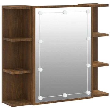 Shumee Zrcadlová skříňka s LED - hnědý dub, 70 × 16,5 × 60 cm (820453)