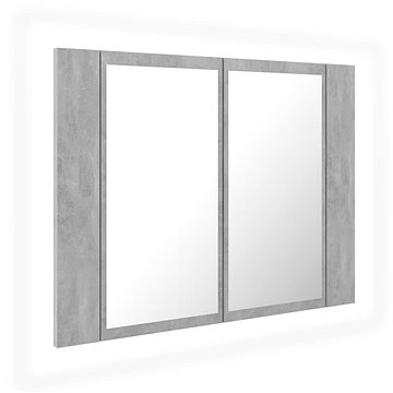 Shumee LED Koupelnová skřínka se zrcadlem - betonově šedá, 60 × 12 × 45 cm (804960)
