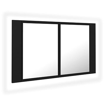 Shumee LED Koupelnová skříňka se zrcadlem - černá, 80 × 12 × 45 cm (804965)