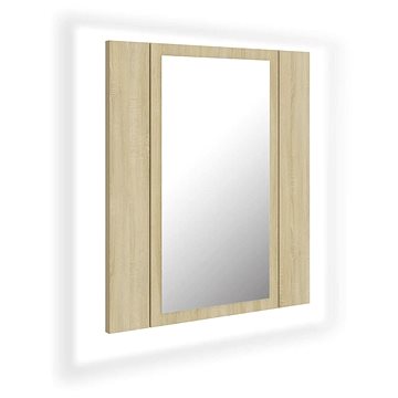 Shumee LED Koupelnová skříňka se zrcadlem - dub sonoma, 40 × 12 × 45 cm (804951)