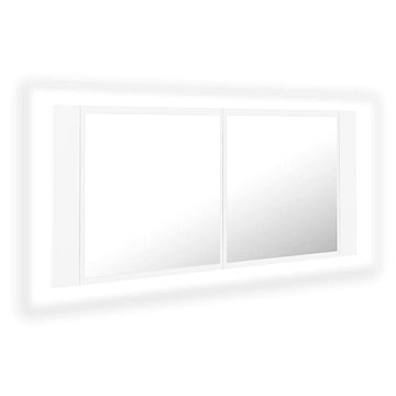 Shumee LED Koupelnová skříňka se zrcadlem - bílá, 100 × 12 × 45 cm, akryl (804980)