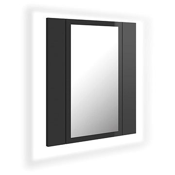 Shumee LED Koupelnová skříňka se zrcadlem - lesklá šedá, 40 × 12 × 45 cm (804955)