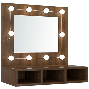 Shumee Zrcadlová skříňka s LED - hnědý dub, 60 × 31,5 × 62 cm (820456)