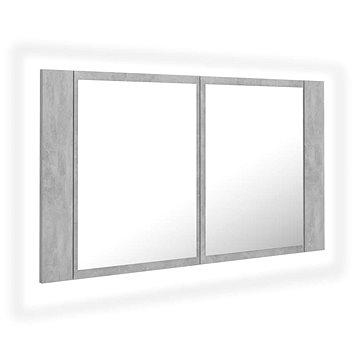 Shumee LED Koupelnová skříňka se zrcadlem - betonově šedá, 80 × 12 × 45 cm (804968)