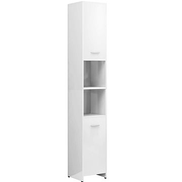 Shumee Koupelnová skříňka - bílá, vysoký lesk, 30 × 30 × 183,5 cm, dřevotříska (802603)